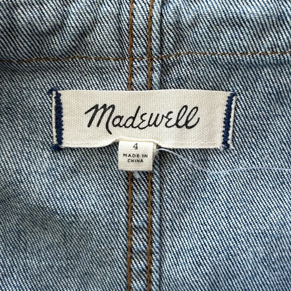 MADEWELL Raw Edge Button Front Denim Overall Dress Women's Size 4 Mini Skirt - Picture 10 of 11